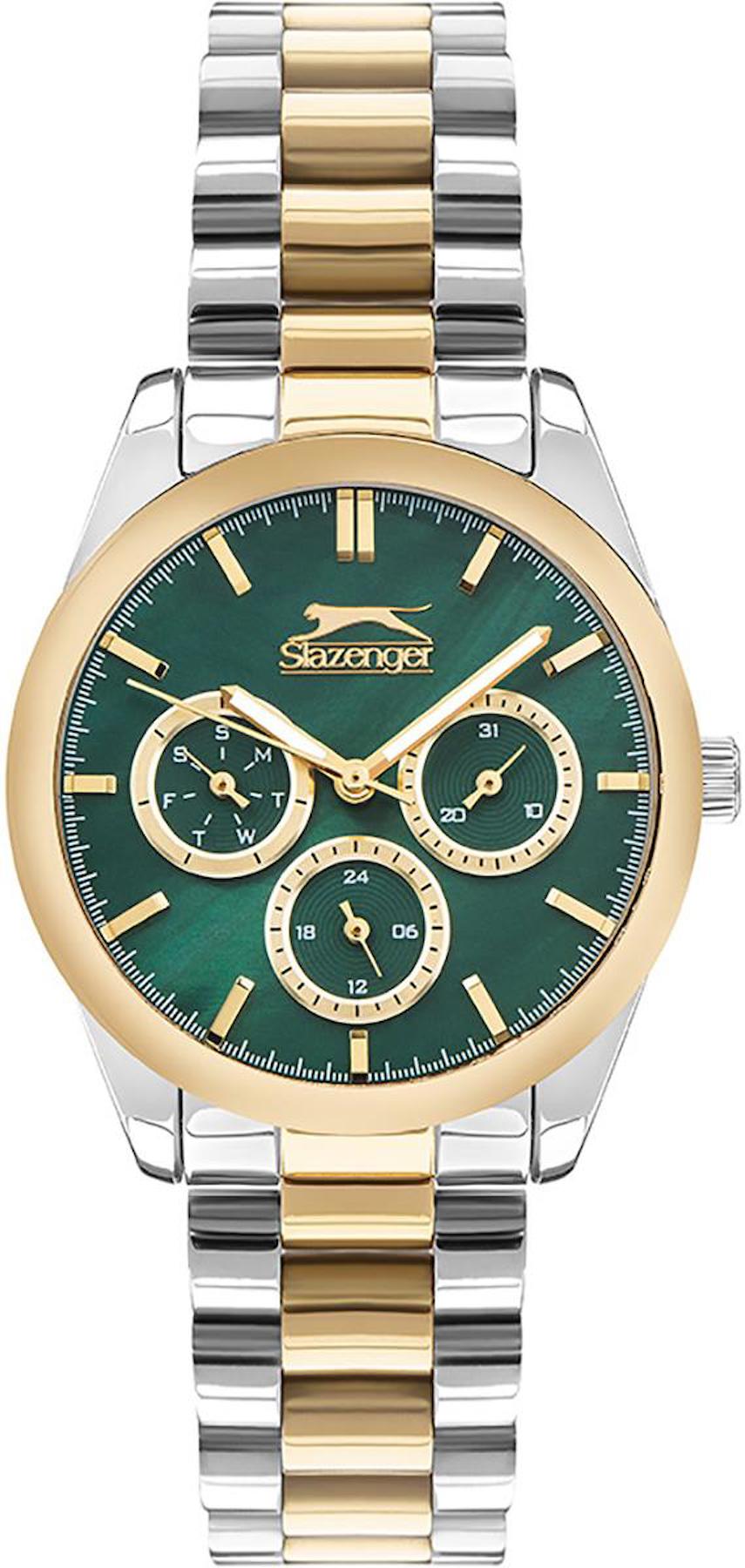Slazenger SL.09.2063.4.07 Takvimli 36 mm Altın-Gri Çelik Kordon Analog Kadın Kol Saati