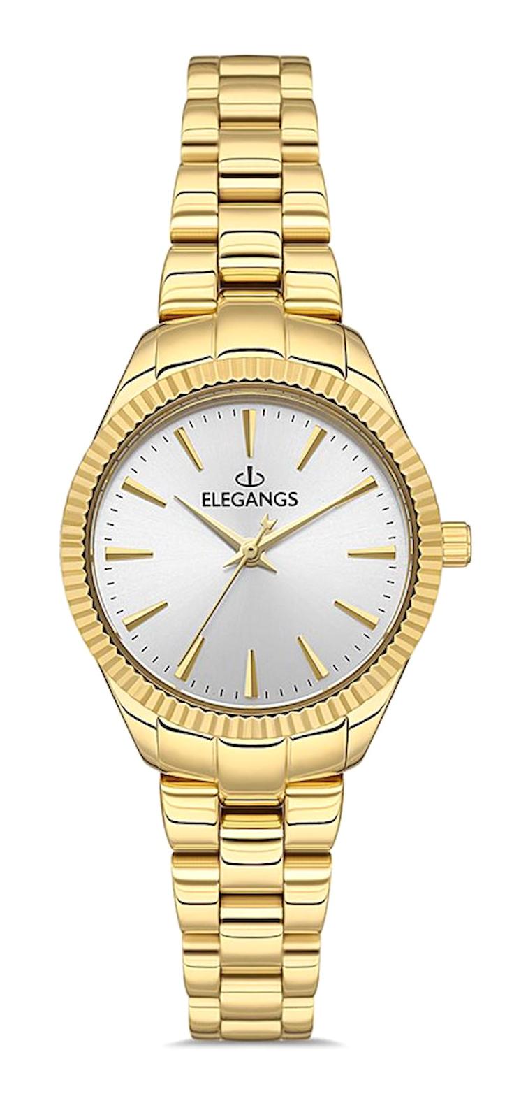 Elegangs EL2454.2 28 mm Altın Çelik Kordon Analog Kadın Kol Saati