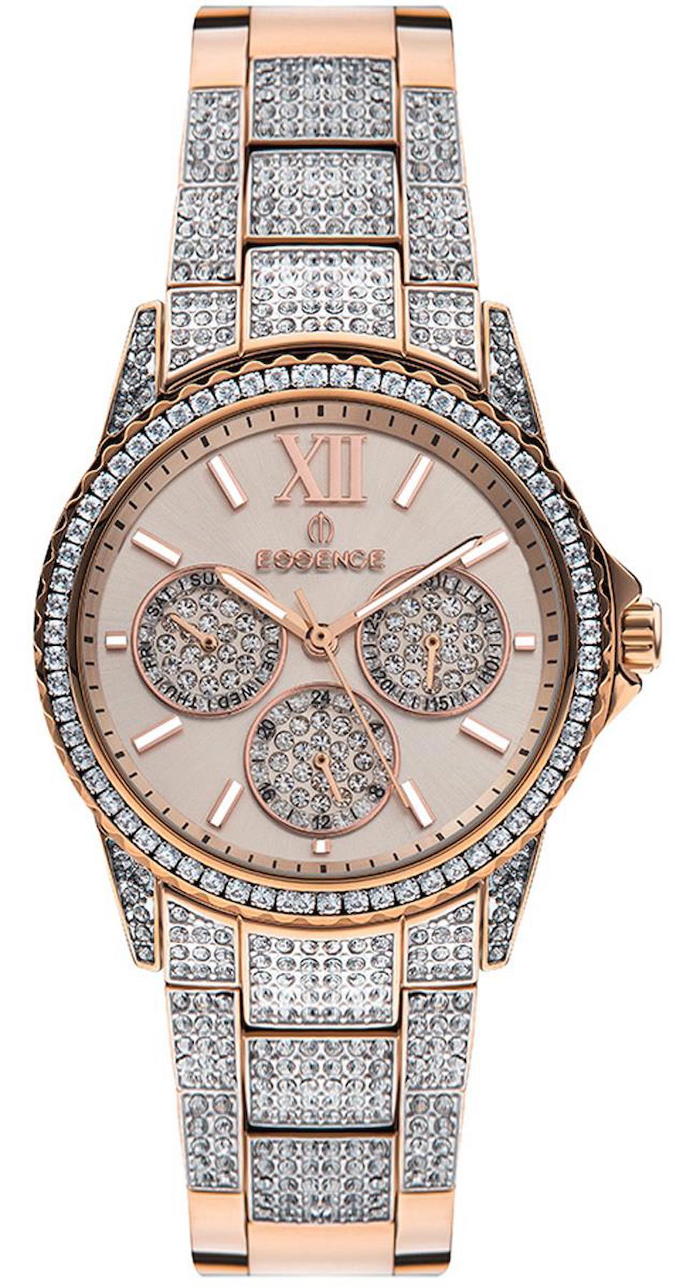Essence ES6789FE.410 Takvimli 36 mm Gri-Rose Gold Çelik Kordon Analog Kadın Kol Saati