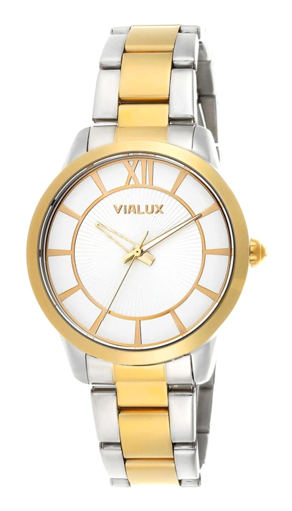 Vialux LY668-M02 38 mm Altın-Gri Silikon Kordon Analog Kadın Kol Saati