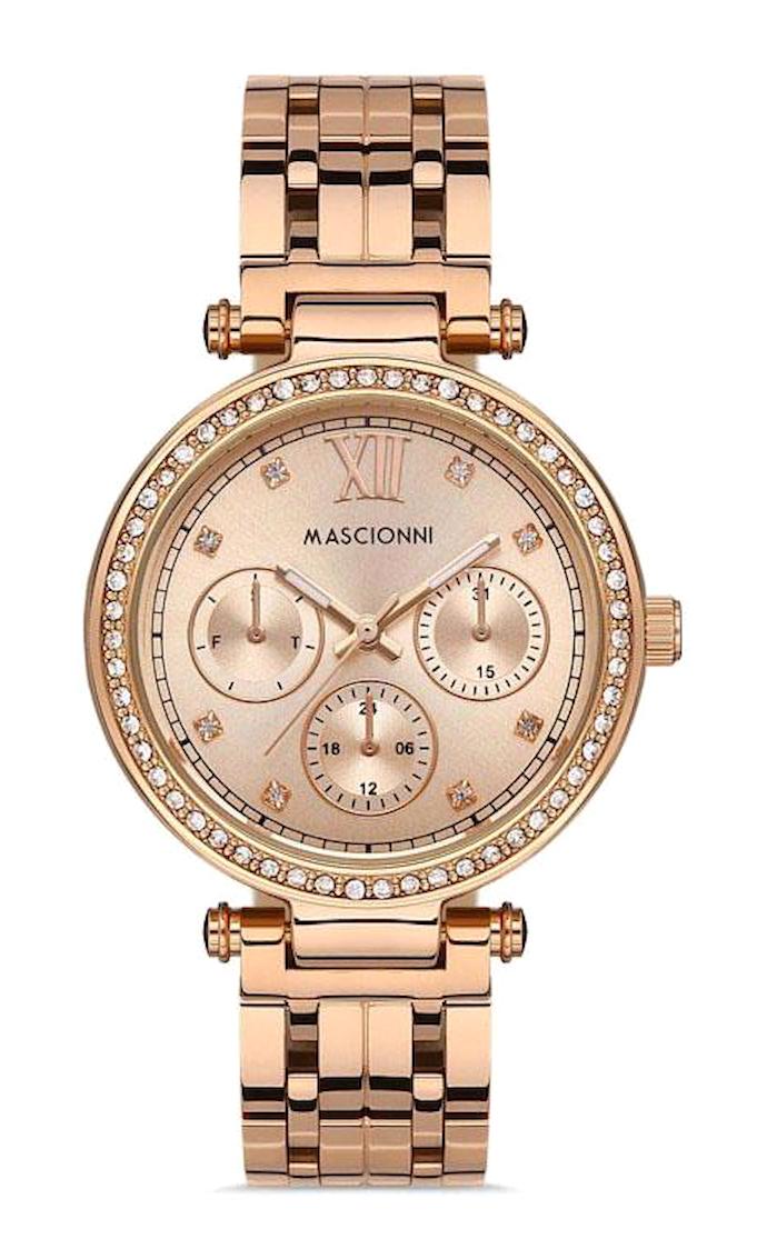 Mascionni M.1.1194.05 Takvimli 38 mm Rose Gold Çelik Kordon Analog Kadın Kol Saati
