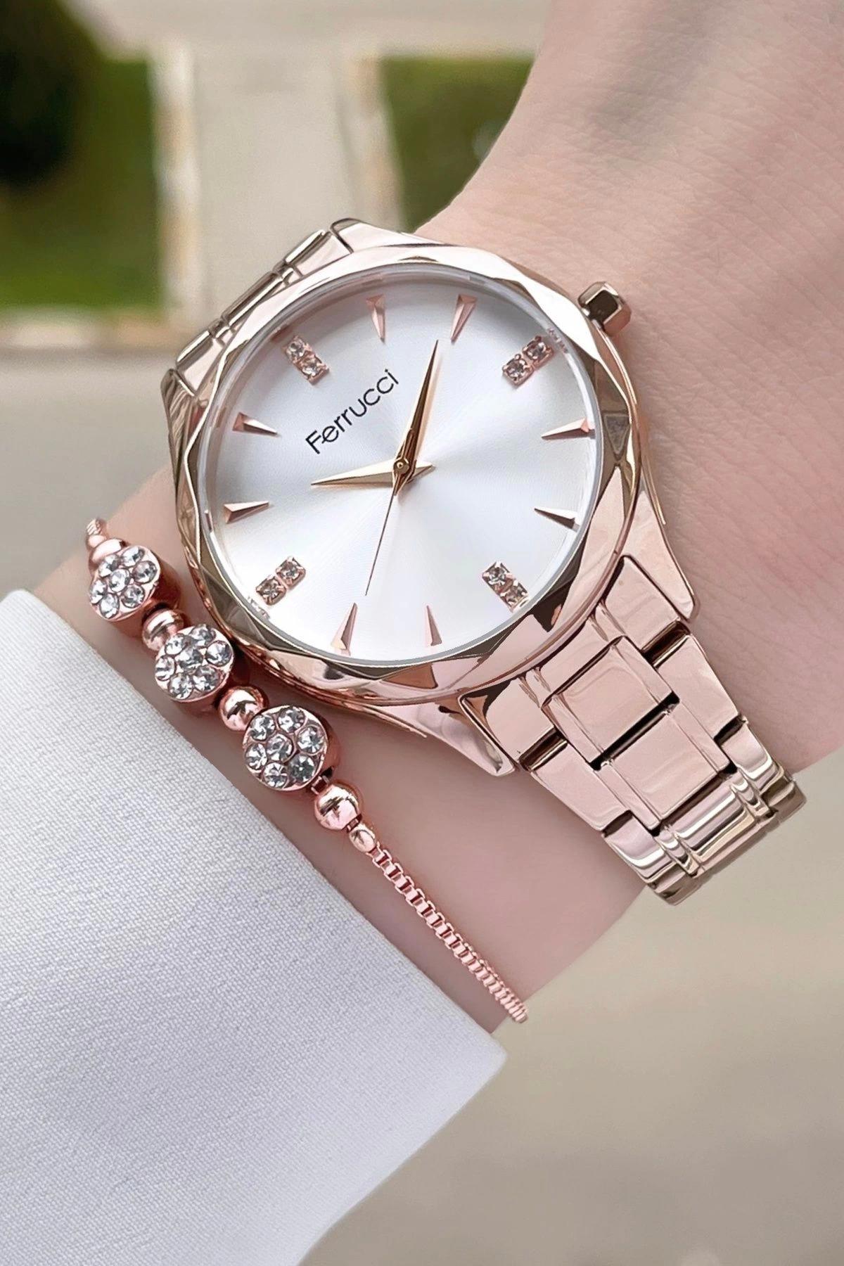 Ferrucci FCISTE271 35 mm Rose Gold Çelik Kordon Analog Kadın Kol Saati