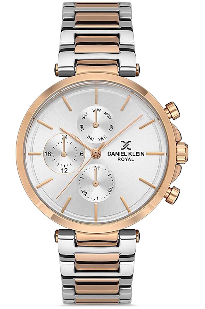 Daniel Klein DKE.1.10369.5 Takvimli 35 mm Gri-Rose Gold Metal Kordon Analog Kadın Kol Saati