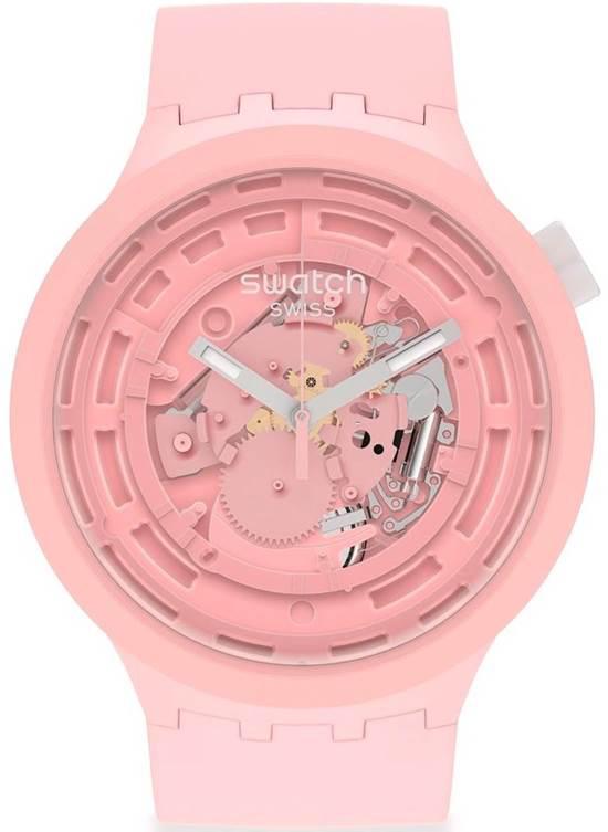 Swatch SB03P100 47 mm Pembe Bio-Kaynaklı Materyal Kordon Analog Kadın Kol Saati
