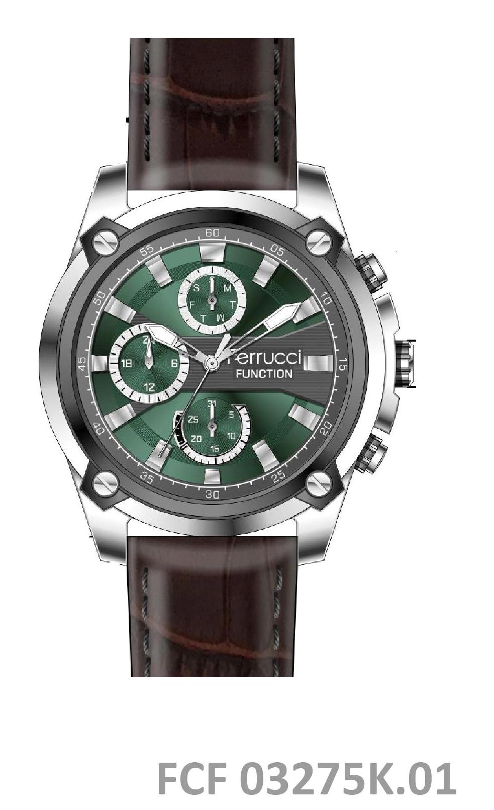 Ferrucci FRC.FT.1.281 Takvimli 31-35 mm Kahverengi Çelik Kordon Analog Erkek Kol Saati