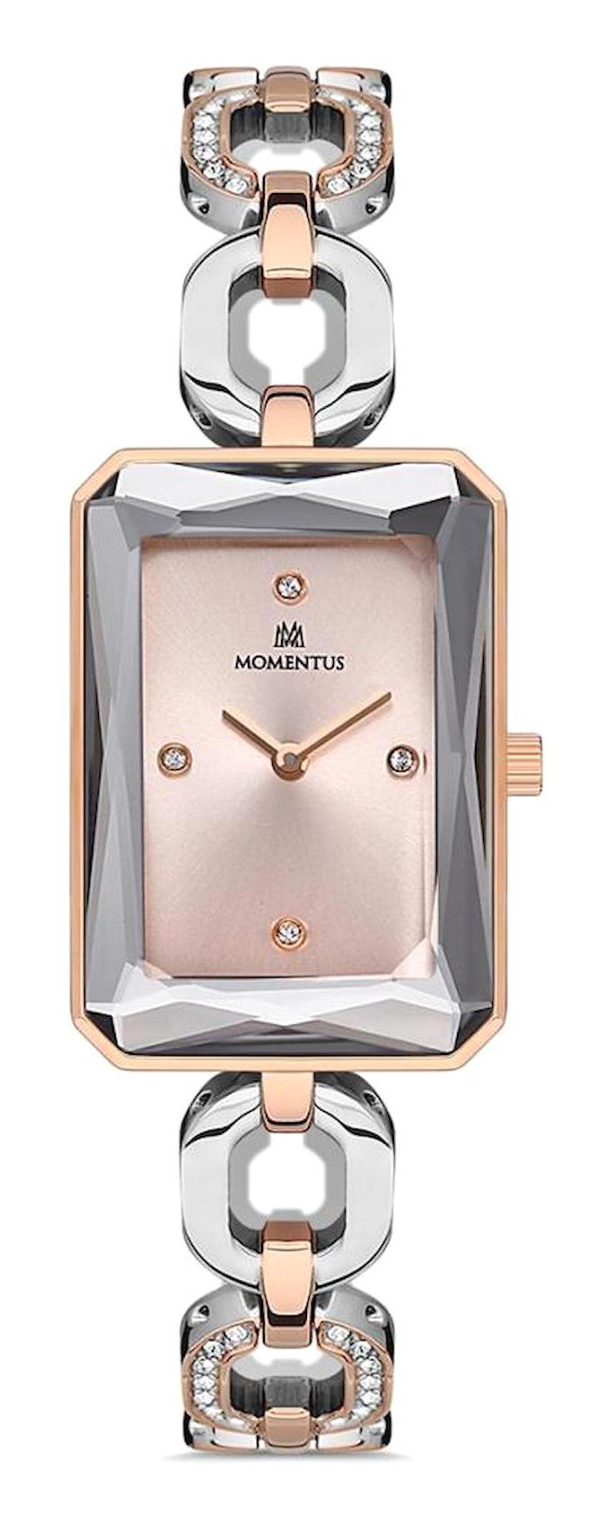 Momentus SW287T-12SR 24 mm Gri-Rose Gold Çelik Kordon Analog Kadın Kol Saati