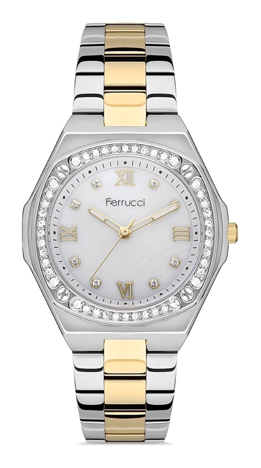 Ferrucci FRC.FT.1.220 35 mm Altın-Gri Çelik Kordon Analog Kadın Kol Saati