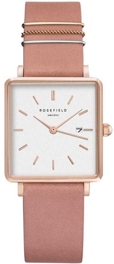 Rosefield QOPRG.Q026 Takvimli 28 mm Pembe Deri Kordon Analog Kadın Kol Saati