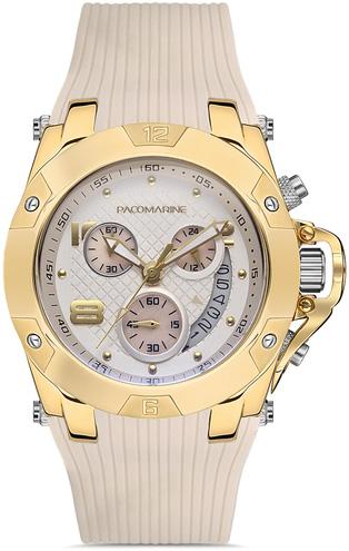 Pacomarine PM.61226.06 Takvimli 40 mm Bej Silikon Kordon Analog Kadın Kol Saati