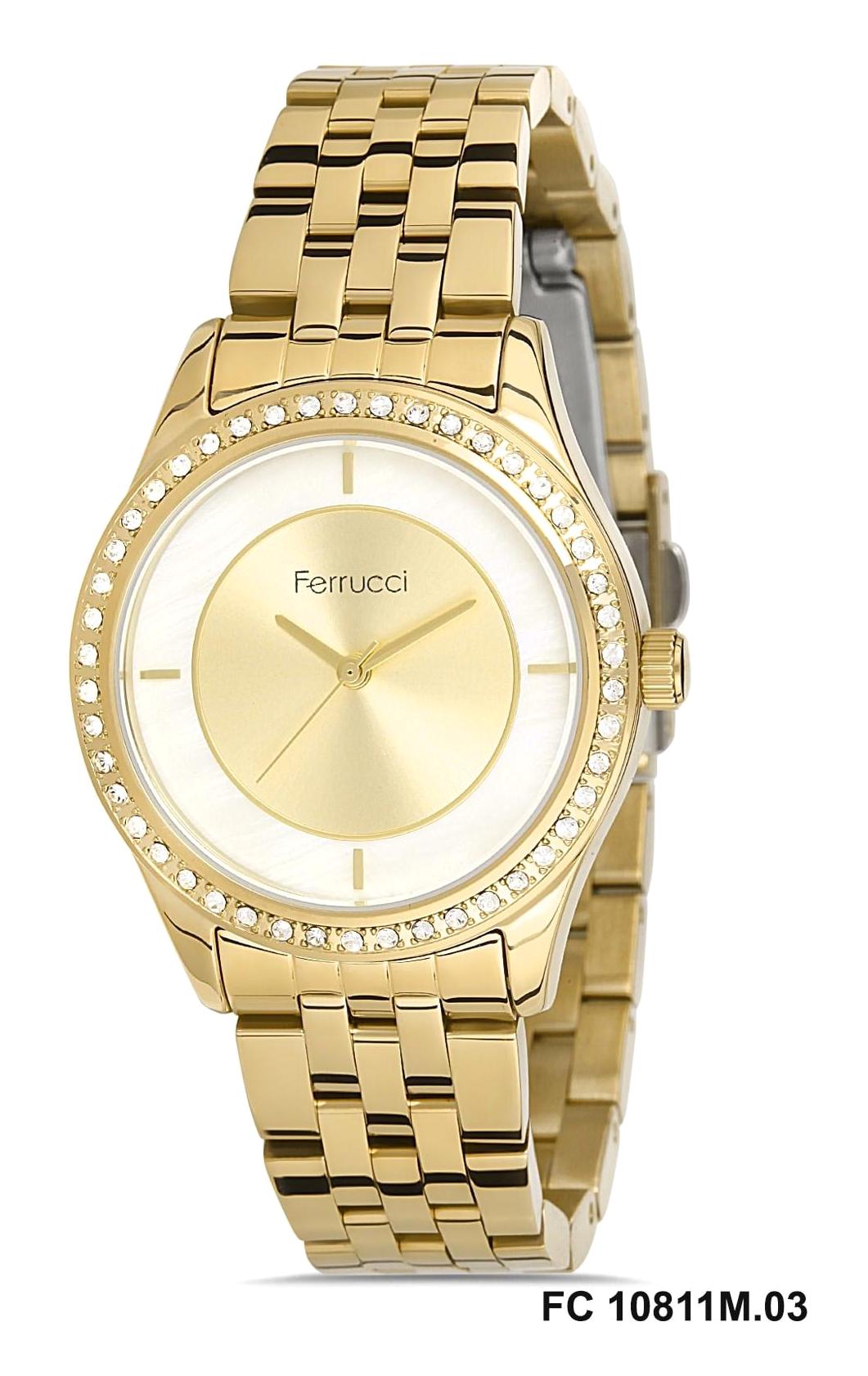 Ferrucci FC.10811M.03 40 mm Altın Çelik Kordon Analog Kadın Kol Saati