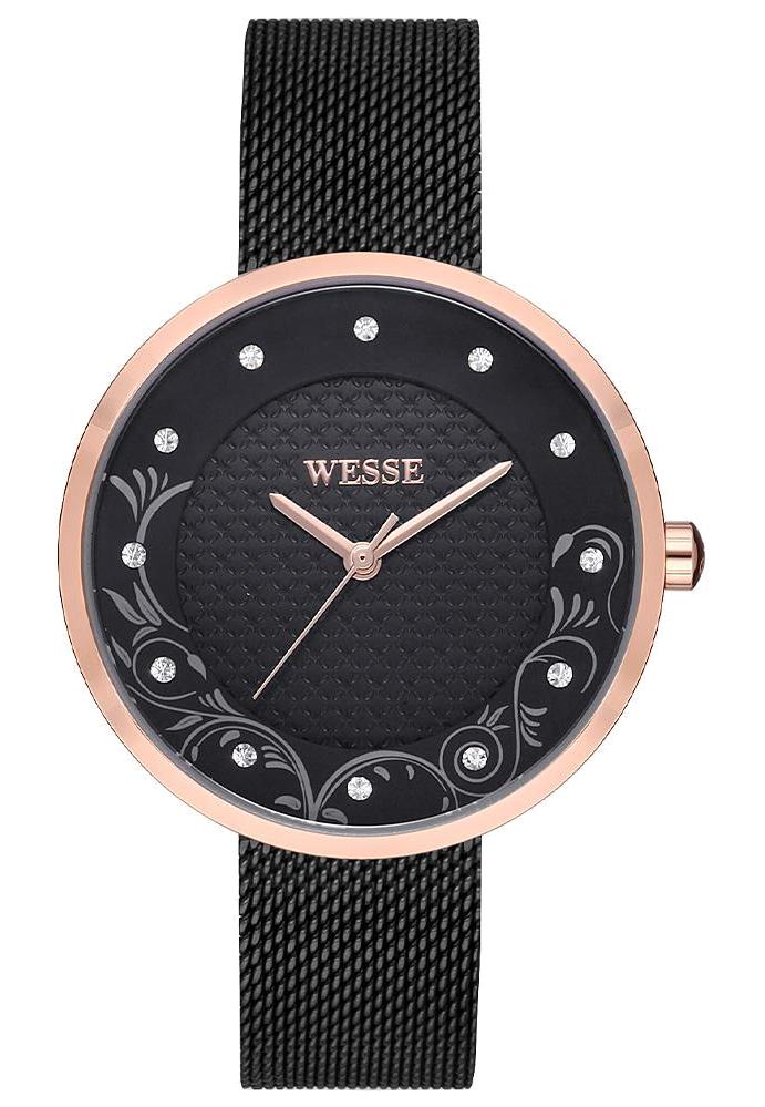 Wesse WWL107904 34 mm Siyah Çelik Kordon Analog Kadın Kol Saati