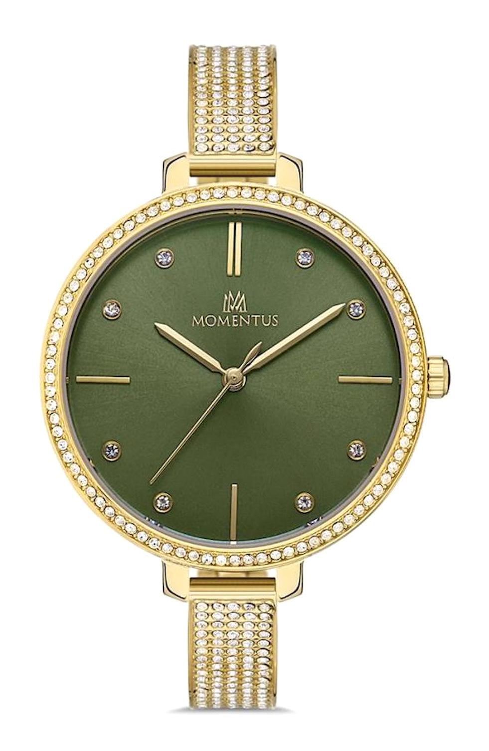 Momentus SS231T-15SG 36 mm Altın Hasır Kordon Analog Kadın Kol Saati