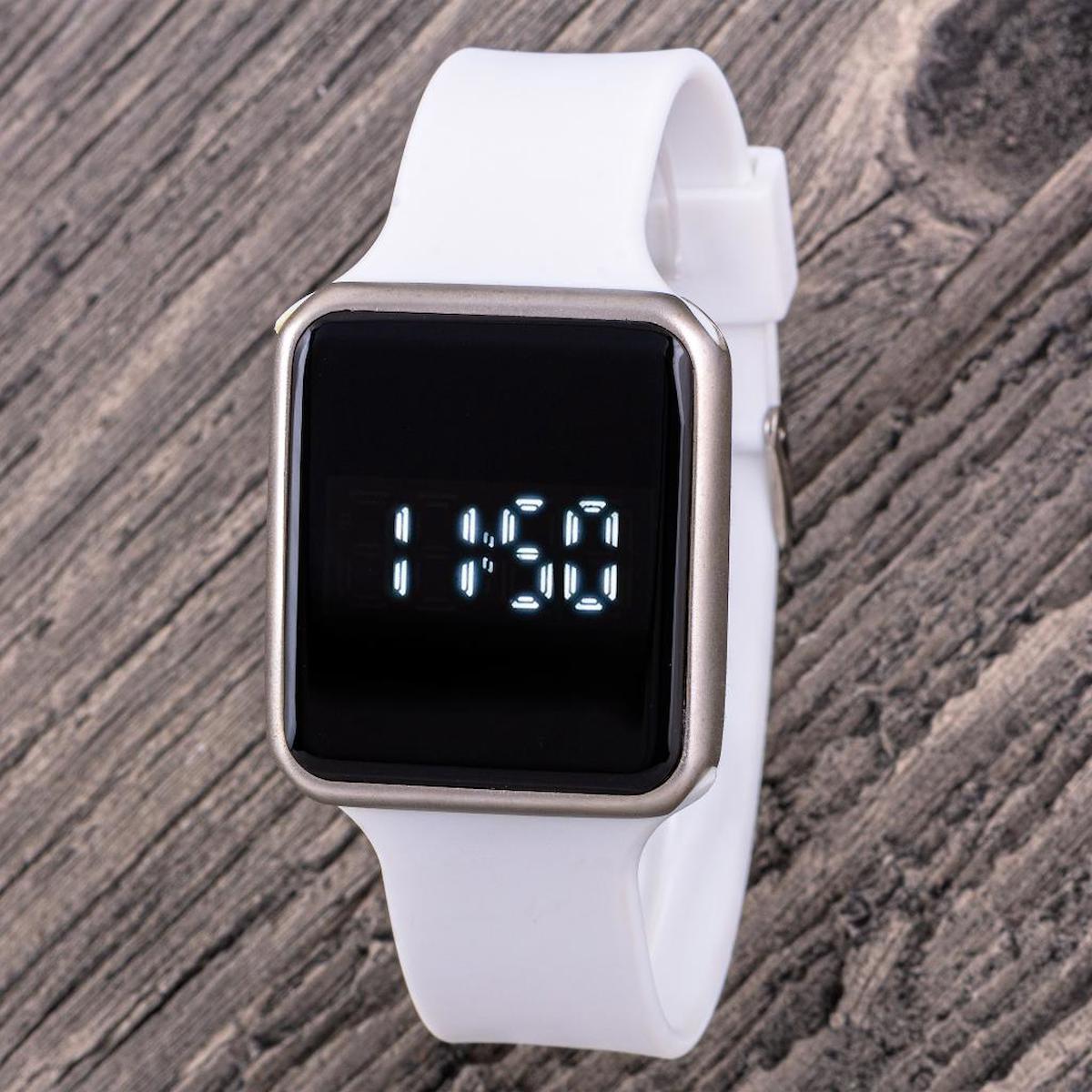 Oleydi ST-304373 Takvimli 36 mm Beyaz Silikon Kordon Dijital Kadın Kol Saati