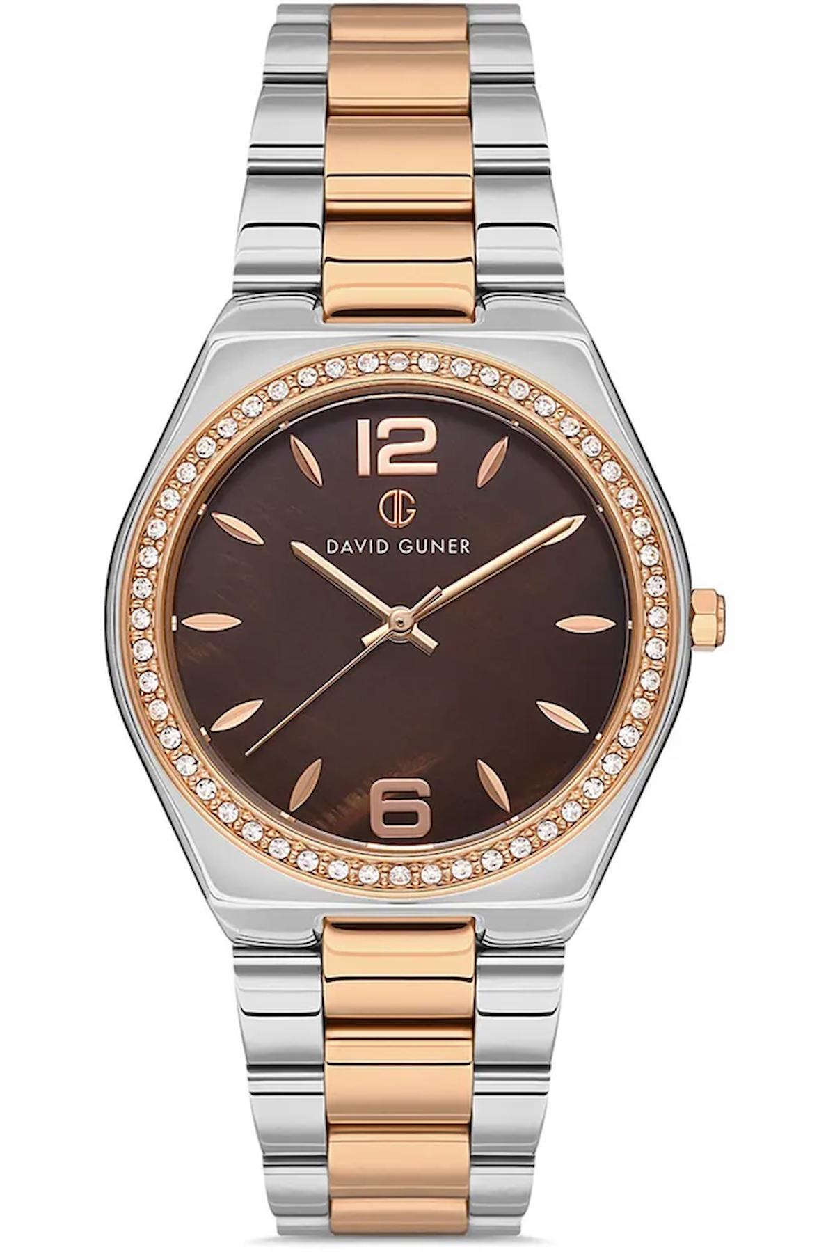 David Guner DG-8472LA-E6 35 mm Gri-Rose Gold Metal Kordon Analog Kadın Kol Saati