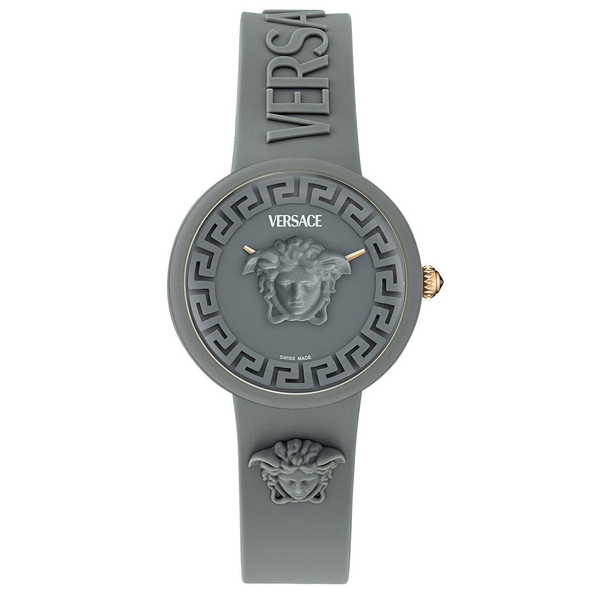 Versace VRSCVE8J00124 38 mm Gri Silikon Kordon Analog Kadın Kol Saati