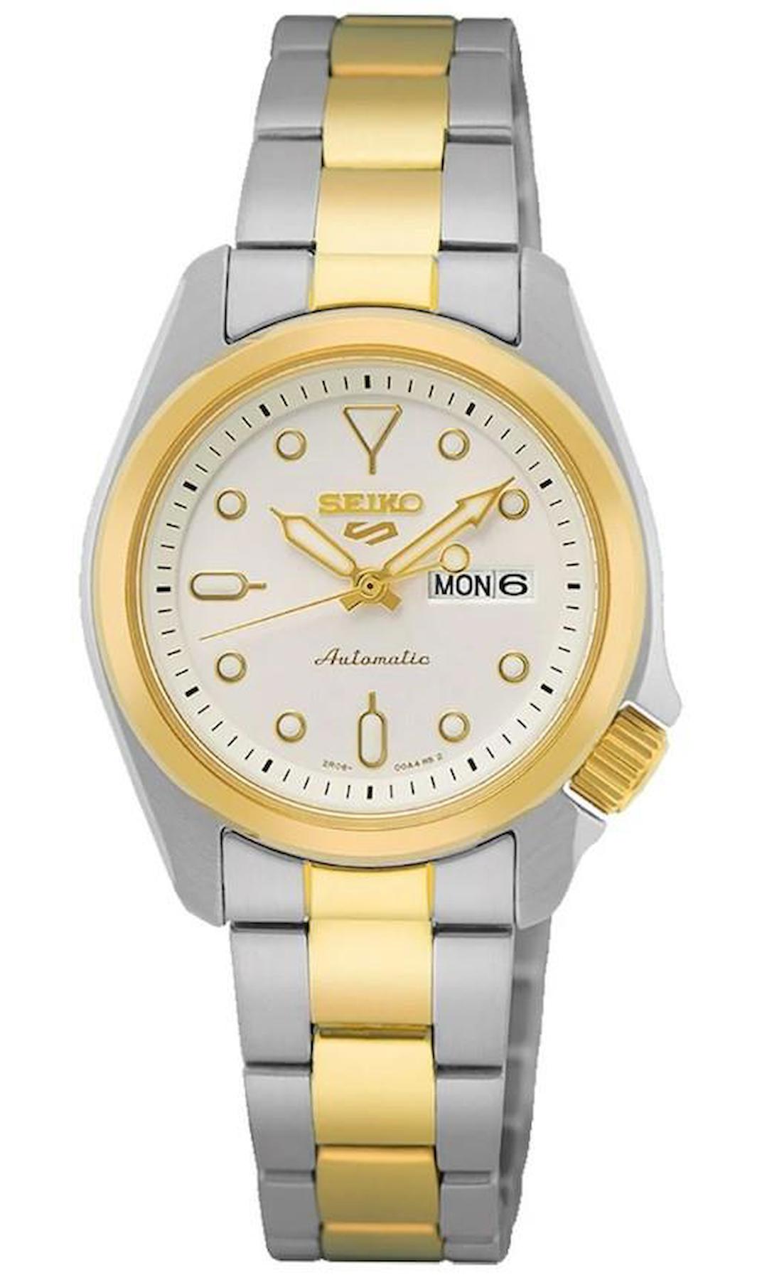 Seiko SPORTS Takvimli 28 mm Altın-Gri Çelik Kordon Analog Kadın Kol Saati