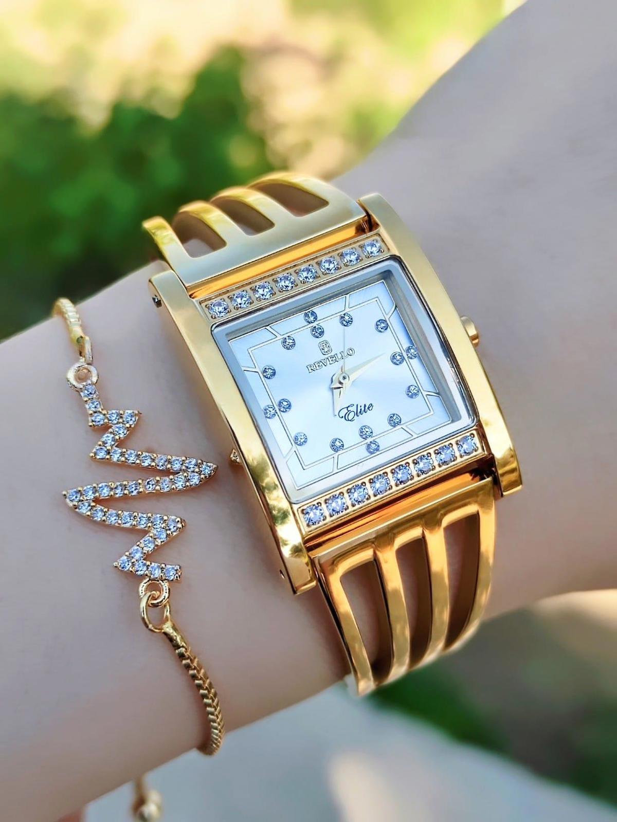 Revello RVL1992-A 40 mm Altın Çelik Kordon Analog Kadın Kol Saati