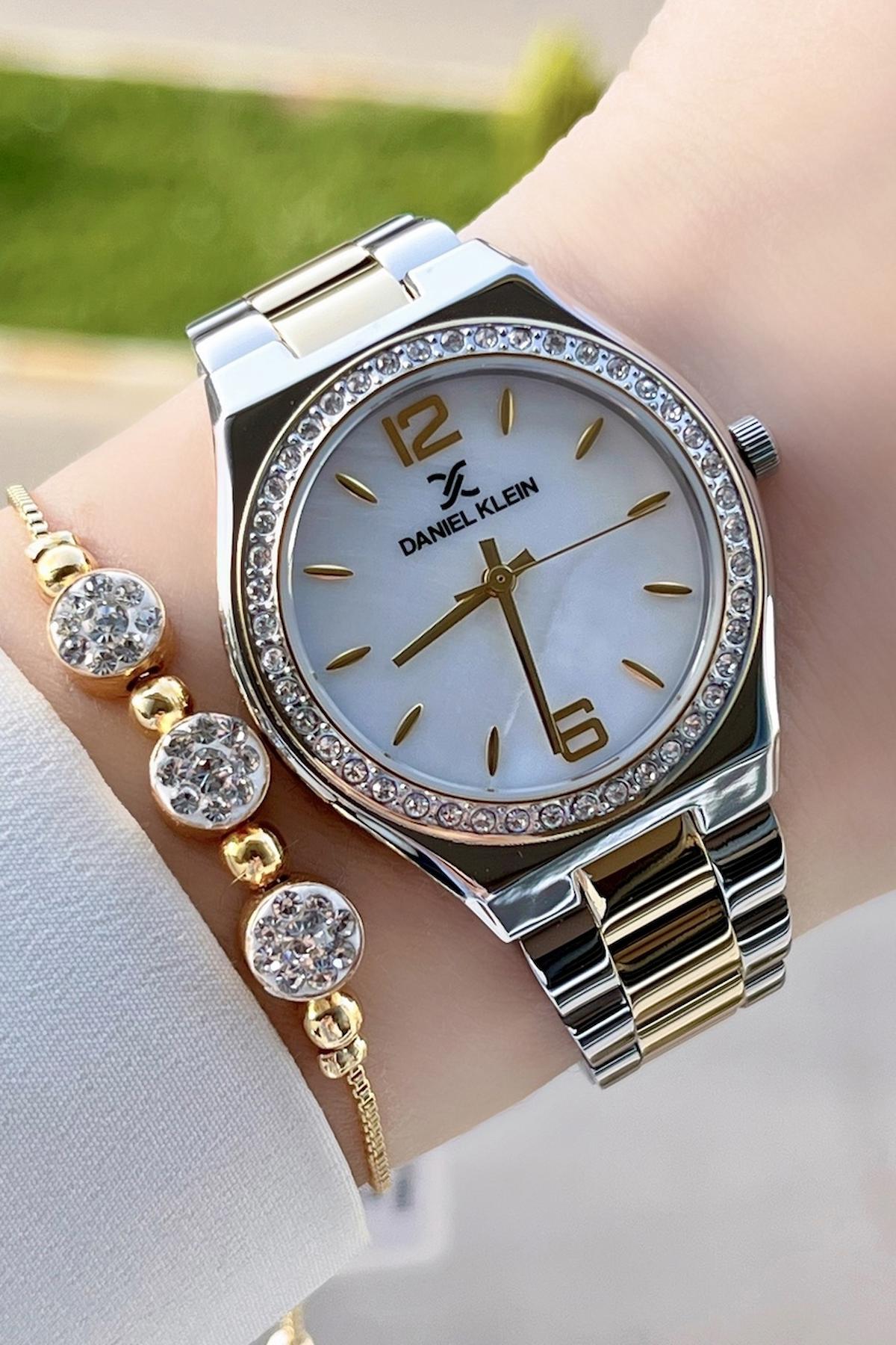 Daniel Klein DKISTE450 37 mm Altın-Gri Çelik Kordon Analog Kadın Kol Saati