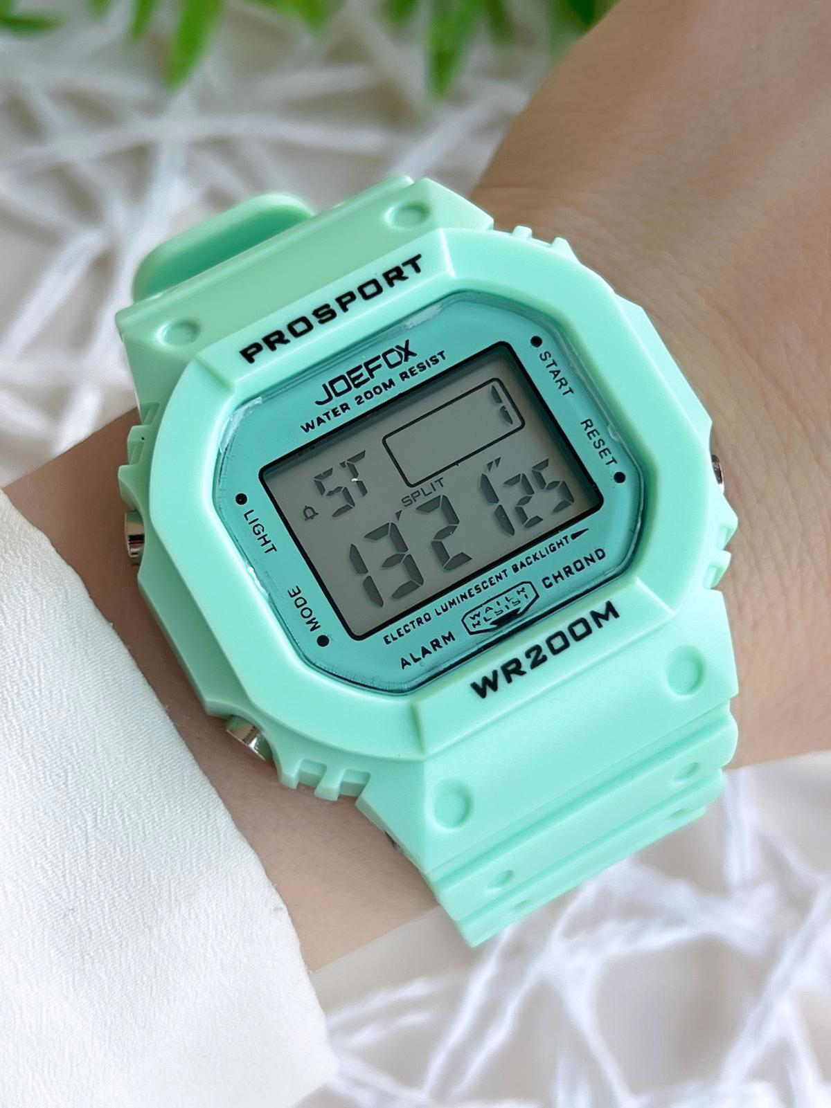 Joefox BJ-GS22 Takvimli 48 mm Turkuaz Plastik-Silikon Kordon Dijital Kadın Kol Saati