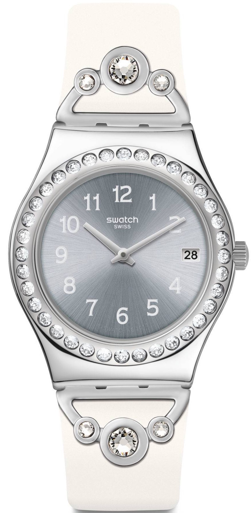 Swatch YLS463 Takvimli 33 mm Gri Plastik Kordon Analog Kadın Kol Saati
