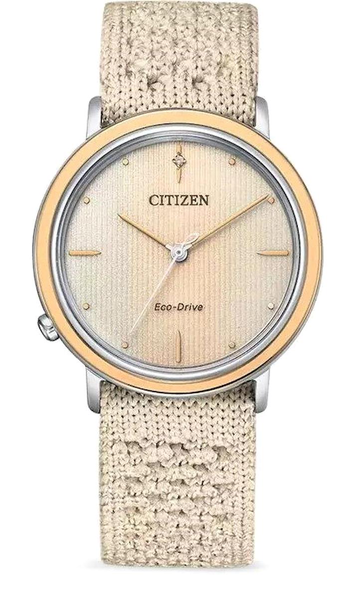 Citizen EM1006-40A 34 mm Krem Kanvas Kordon Analog Kadın Kol Saati