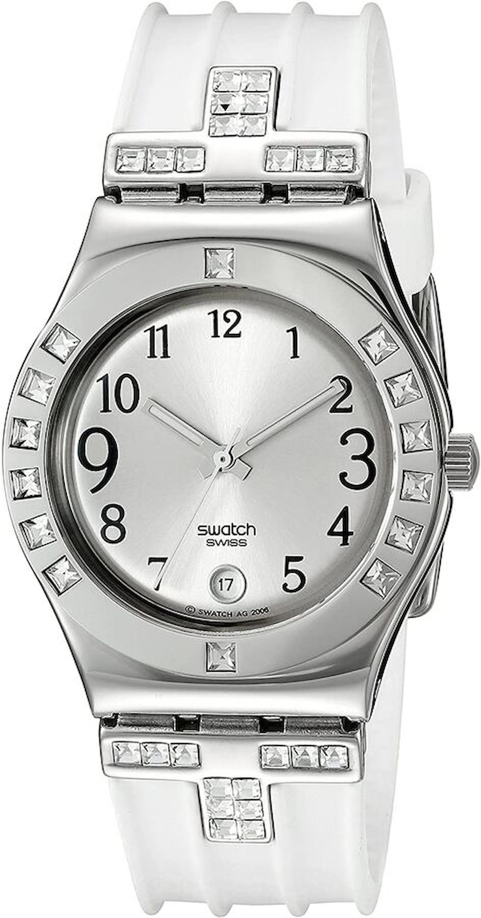 Swatch YLS430 Takvimli 32 mm Beyaz Silikon Kordon Analog Kadın Kol Saati