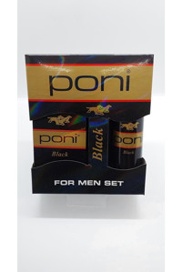 Poni Black İkili Erkek Parfüm Deodorant Seti EDT 90 ml + 100 ml Body Splash Deo
