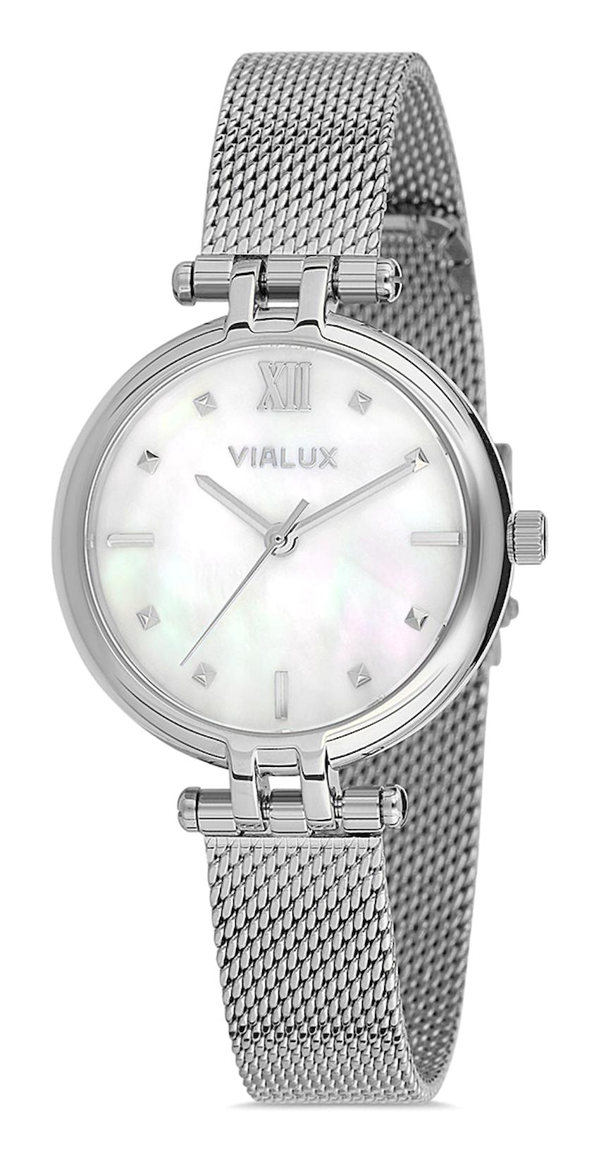 Vialux LJ479S-09SS 40 mm Gri Çelik Kordon Analog Kadın Kol Saati
