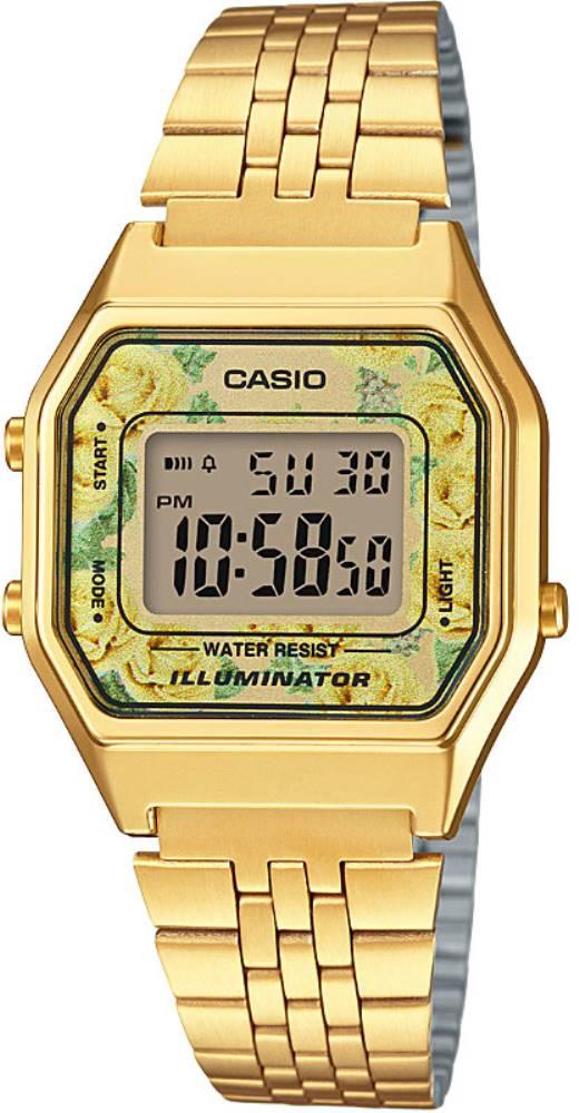Casio LA680WGA-9CDF Takvimli 28 mm Altın Çelik Kordon Dijital Kadın Kol Saati
