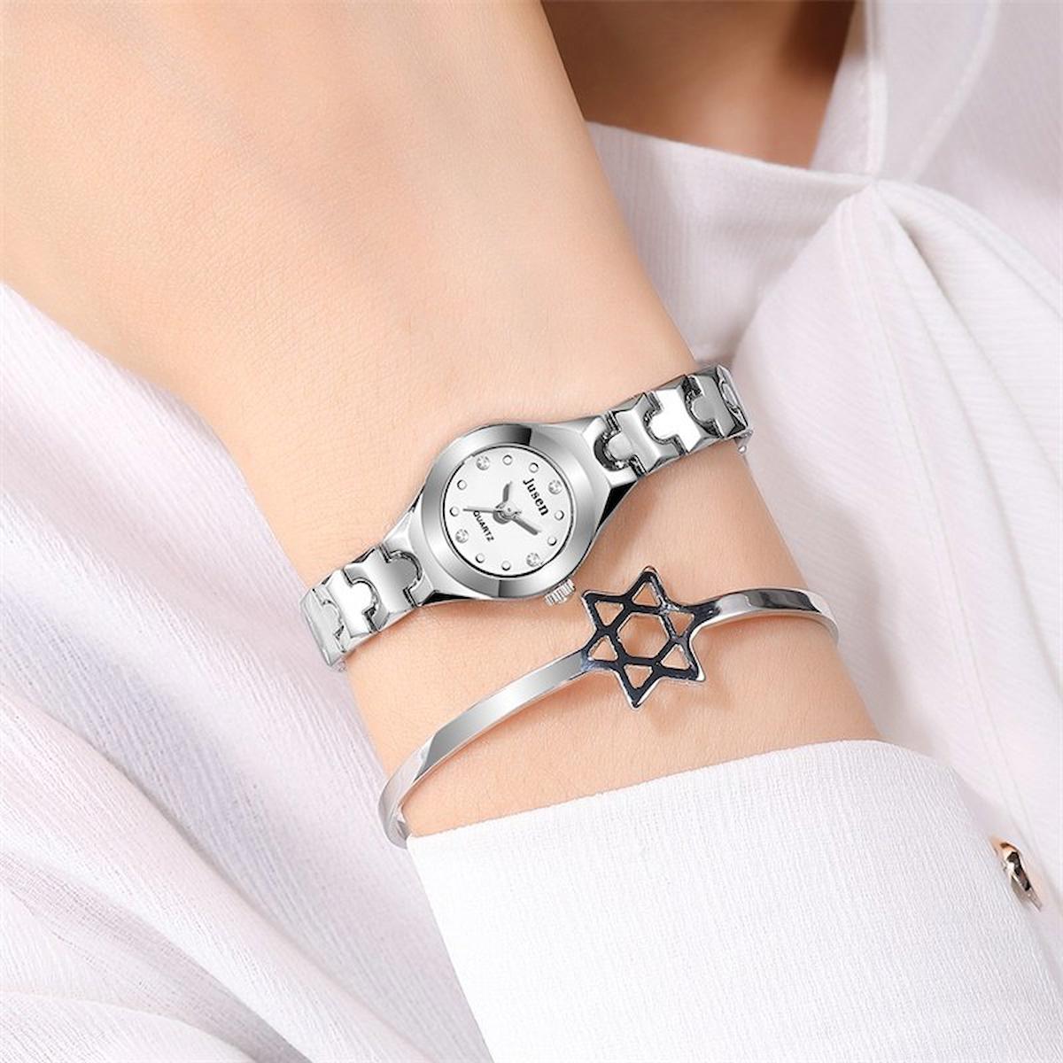 Korikom KKS00036 18 mm Gri Metal Kordon Analog Kadın Kol Saati