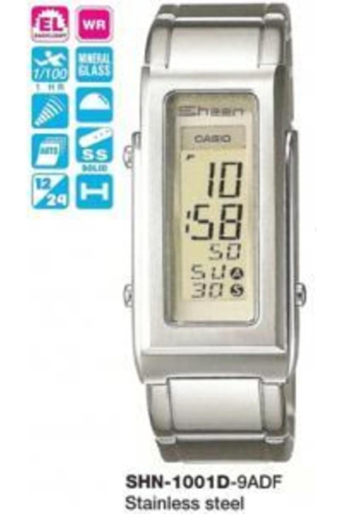 Casio SHN-1001d-9adf Takvimli 21.6 mm Gri Çelik Kordon Dijital Kadın Kol Saati