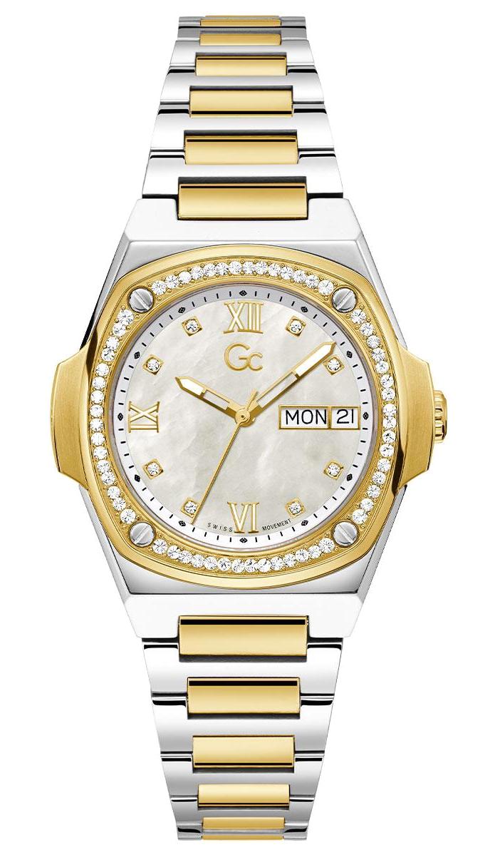 Guess GCY98008L1MF Takvimli 36 mm Altın-Gri Çelik Kordon Analog Kadın Kol Saati