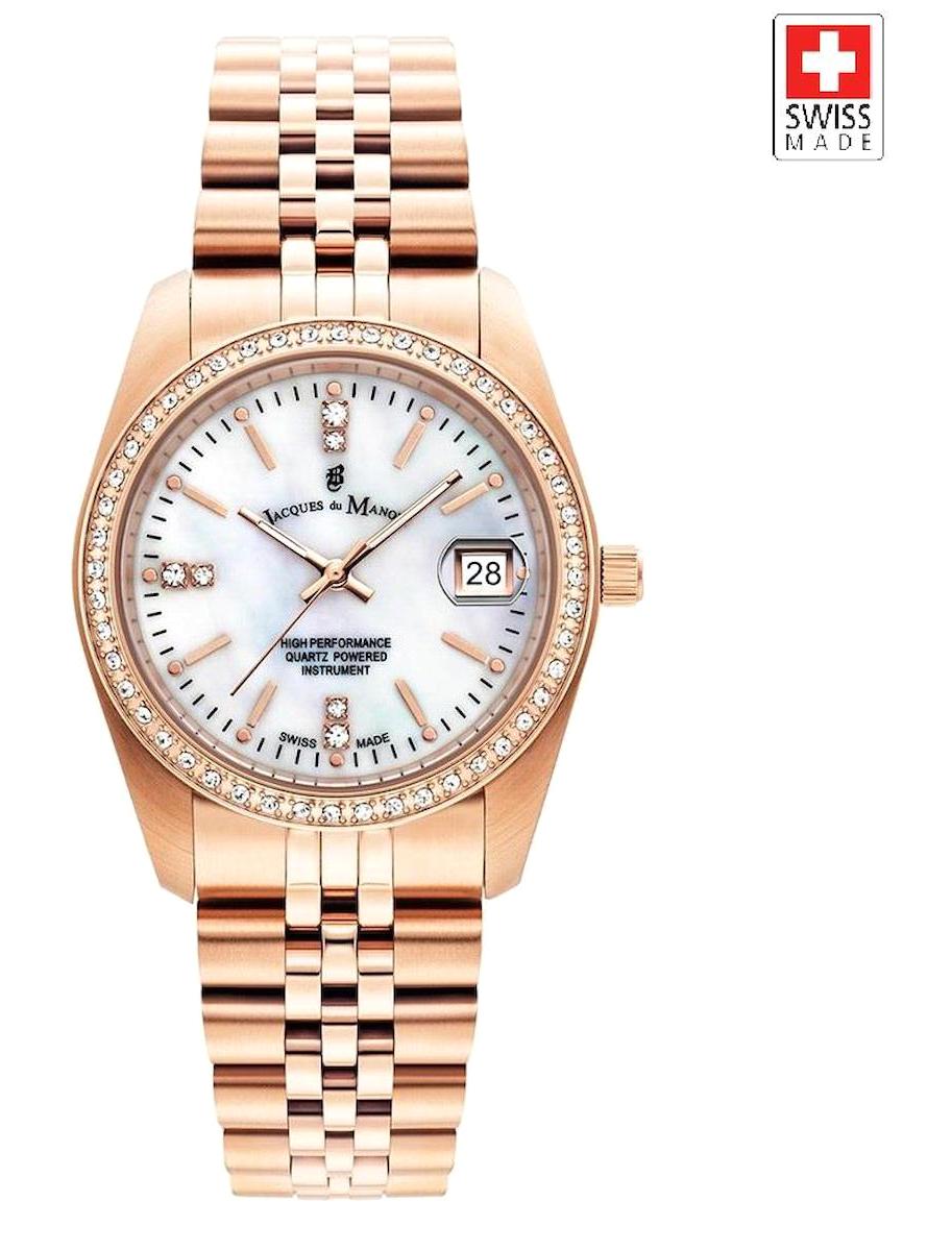 Jacques Du Manoir JWG03401 Takvimli 36 mm Rose Gold Çelik Kordon Analog Kadın Kol Saati
