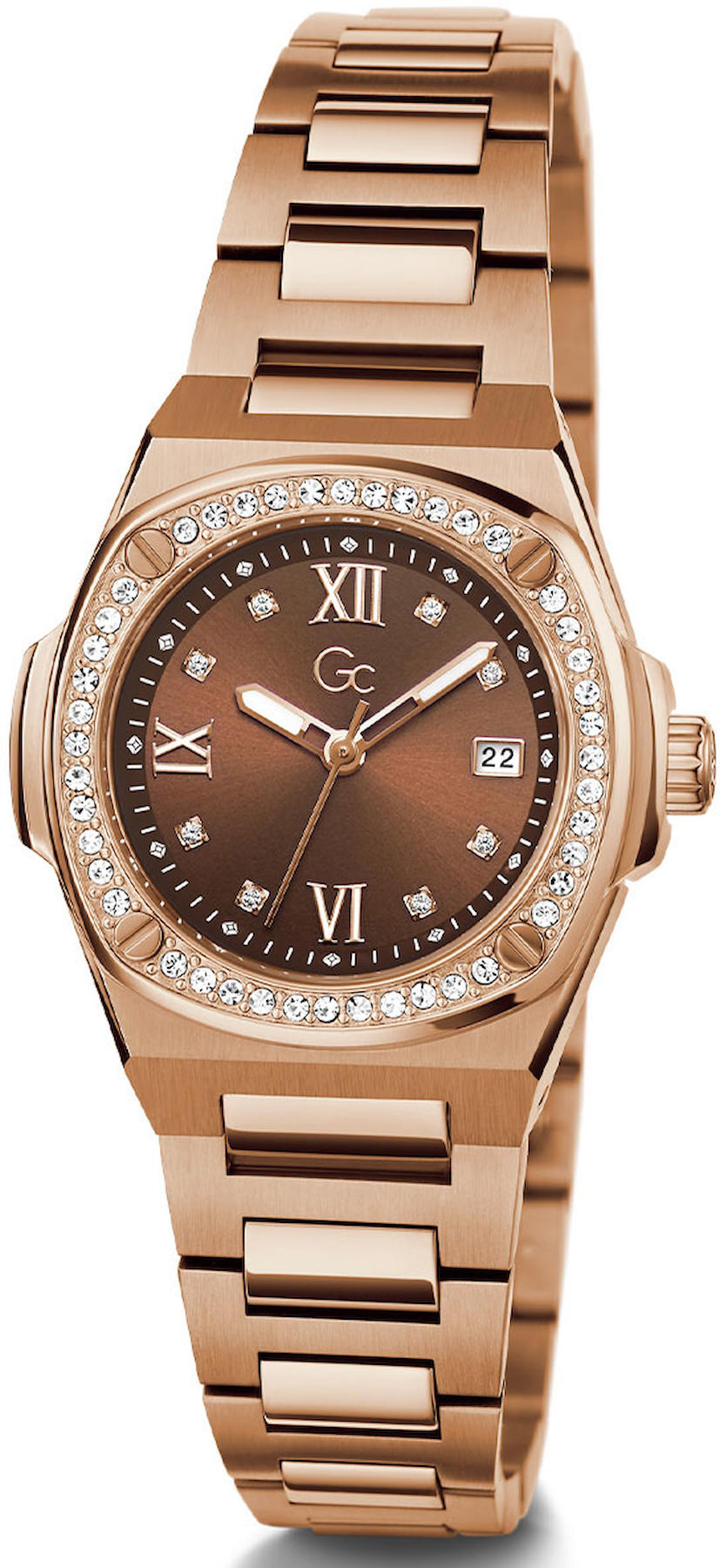 Guess GCZ12002L4MF Takvimli 34 mm Rose Gold Çelik Kordon Analog Kadın Kol Saati