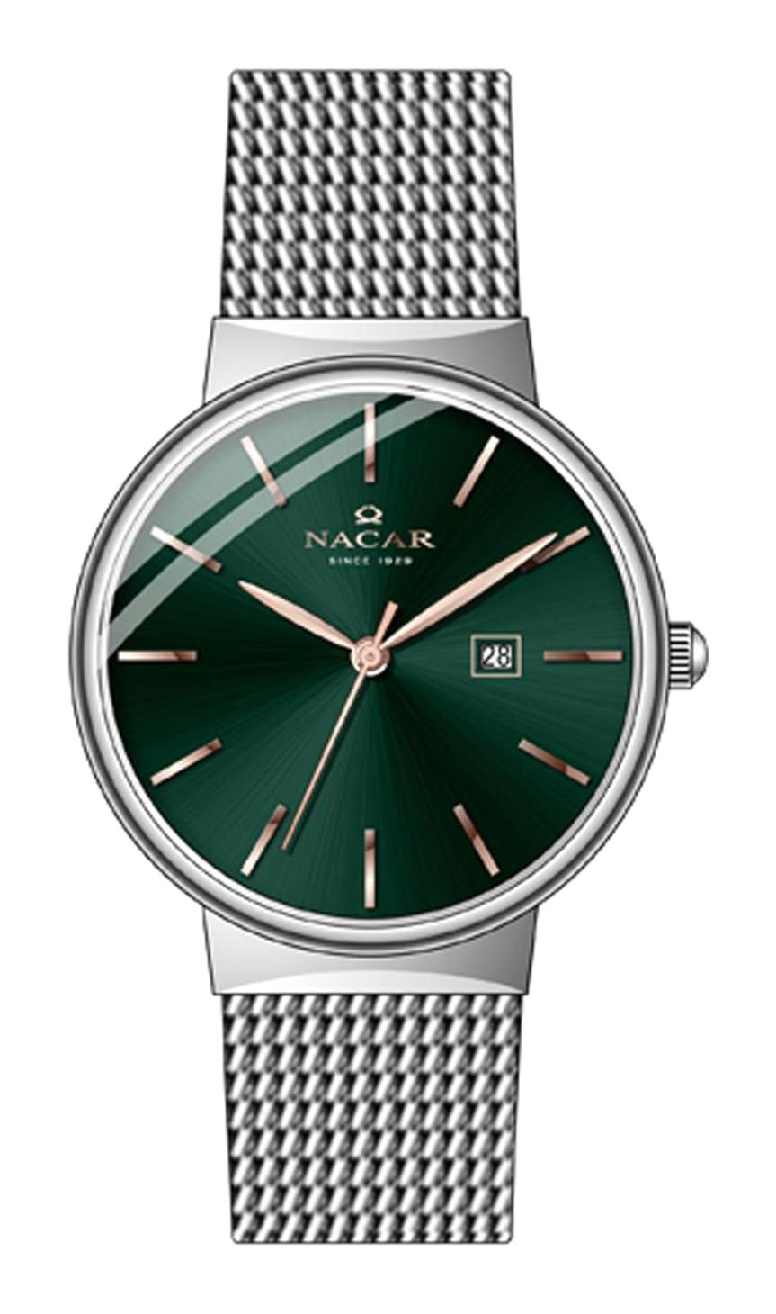 Nacar NC34-390431-ANRM Takvimli 32 mm Gri Çelik Kordon Analog Kadın Kol Saati