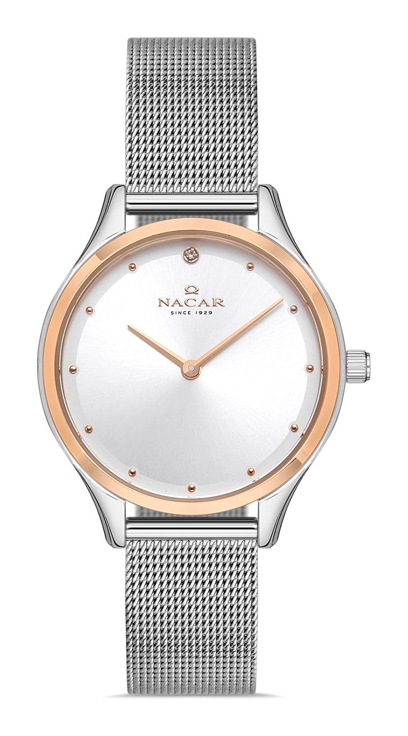 Nacar NC17-3920551-ESM 32 mm Gri Hasır Kordon Analog Kadın Kol Saati