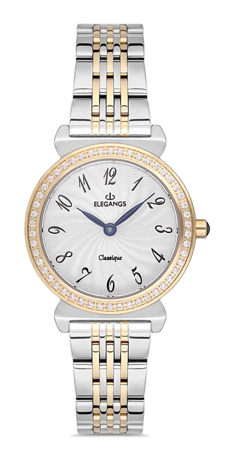 Elegangs EL2440.7 30 mm Altın-Gri Çelik Kordon Analog Kadın Kol Saati