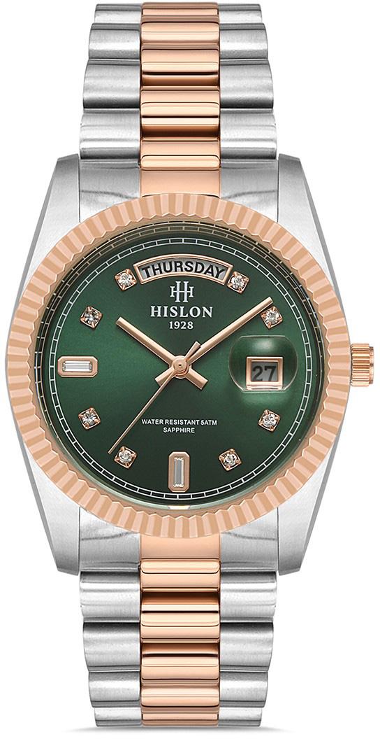 Hislon QL122T-15SR Takvimli 36 mm Gri-Rose Gold Çelik Kordon Analog Kadın Kol Saati