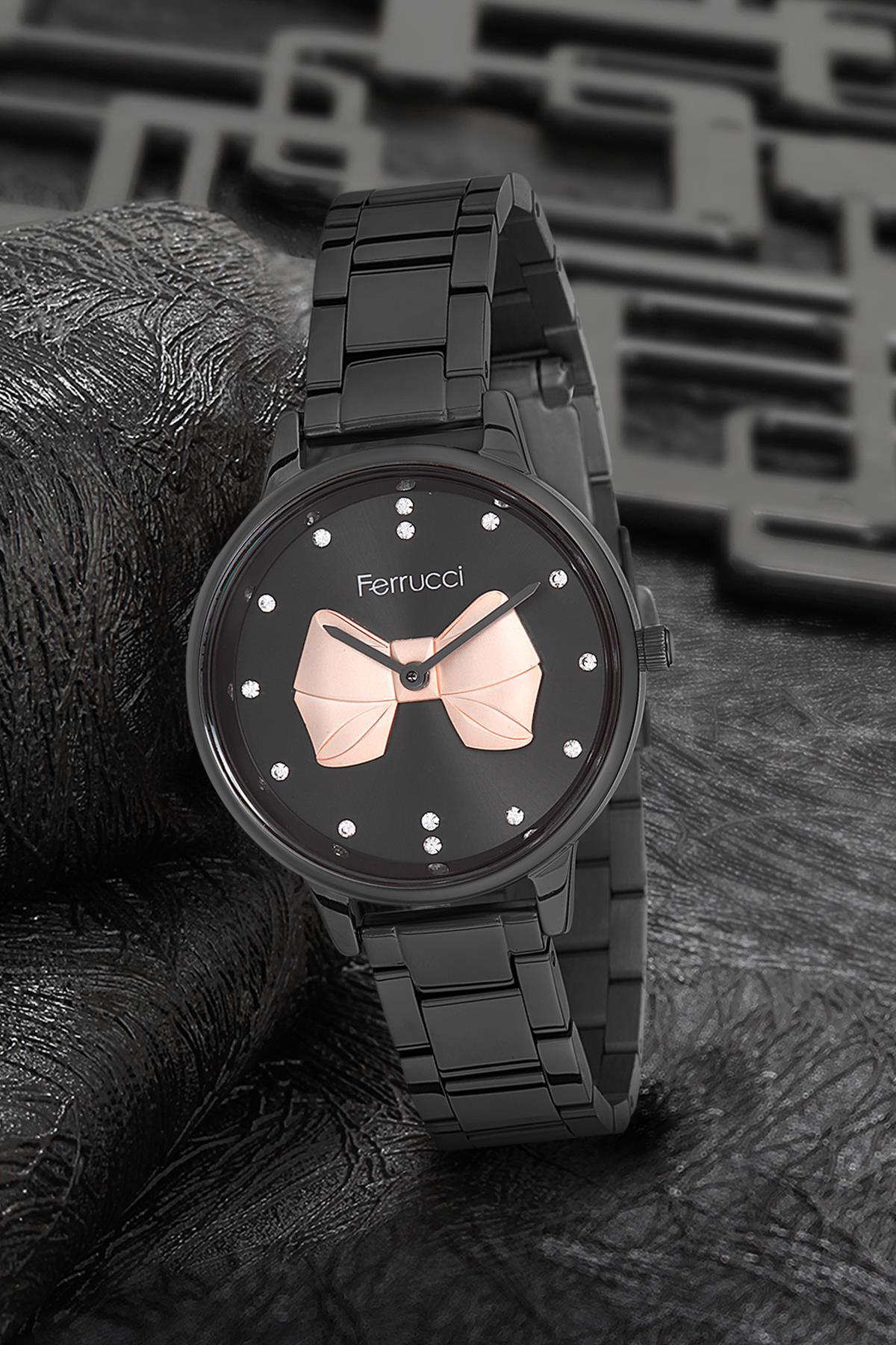 Ferrucci 9FM2495 36 mm Siyah Metal Kordon Analog Kadın Kol Saati
