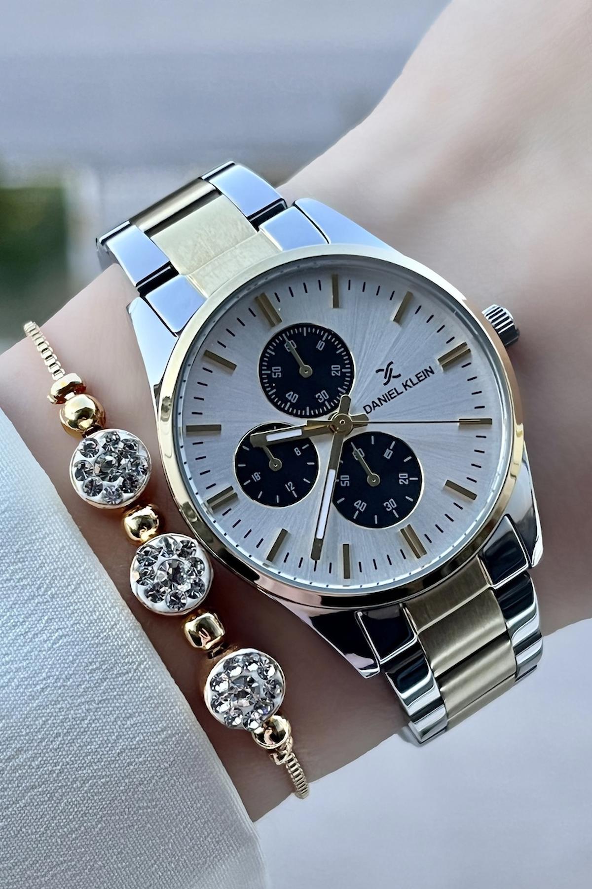 Daniel Klein DKISTE413 37 mm Altın-Gri Çelik Kordon Analog Kadın Kol Saati