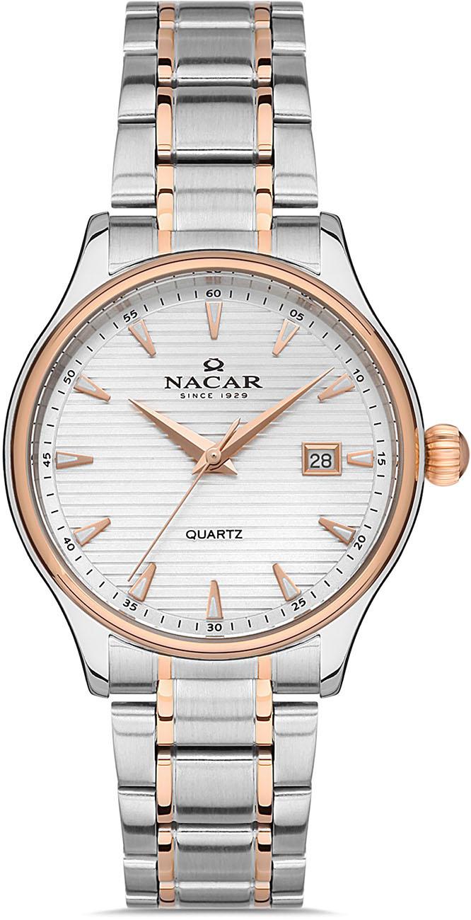 Nacar NC35-390045-EWM Takvimli 37 mm Gri-Rose Gold Çelik Kordon Analog Kadın Kol Saati