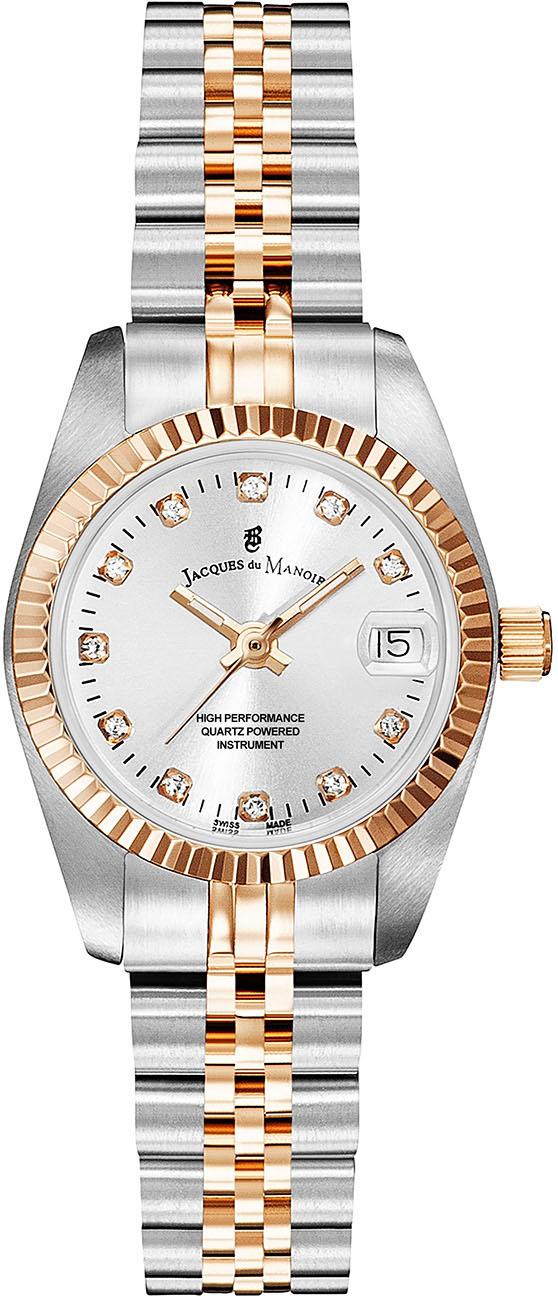 Jacques Du Manoir NRO.24 Takvimli 26 mm Altın-Gri Çelik Kordon Analog Kadın Kol Saati