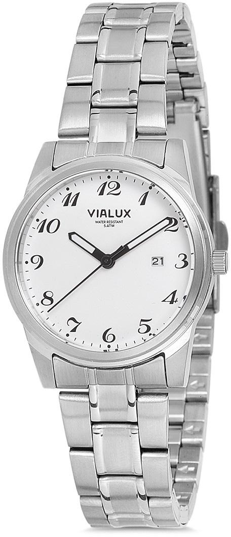 Vialux AJ533S-01SS Takvimli 40 mm Gri Çelik Kordon Analog Kadın Kol Saati