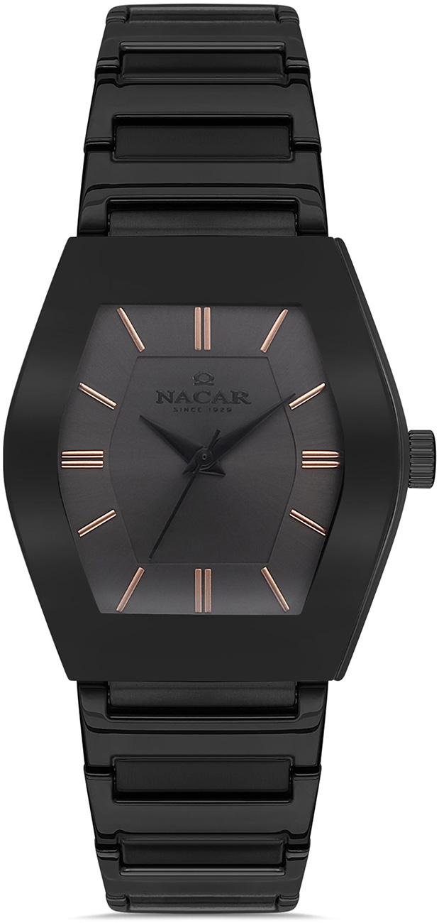 Nacar 36-391046-BGRM 34-37 mm Siyah Metal Kordon Analog Kadın Kol Saati