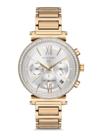 Pacomarine PM.51202.01 Takvimli 38 mm Altın Çelik Kordon Analog Kadın Kol Saati