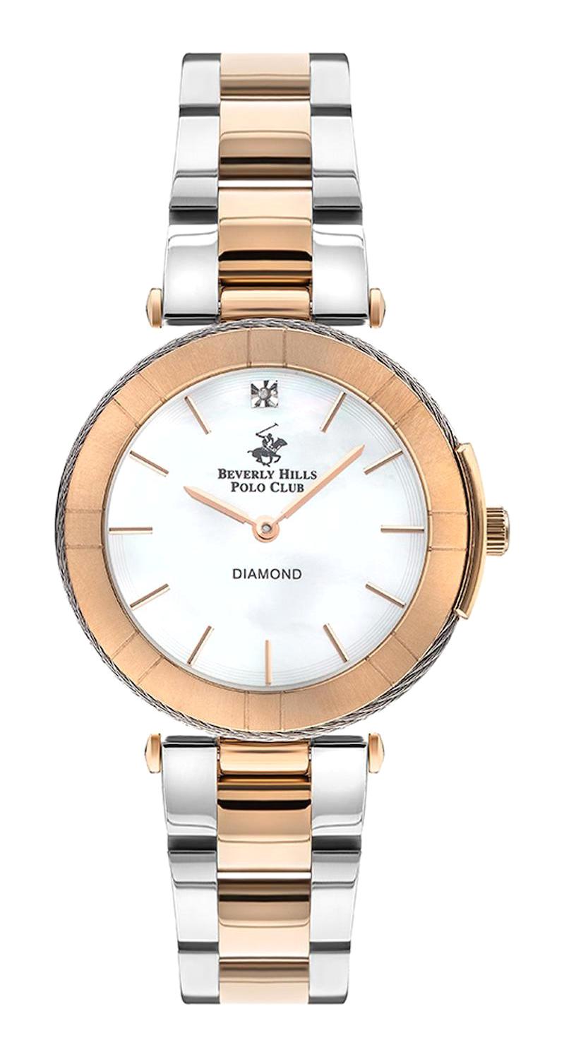 Beverly Hills Polo Club BP3333X.420 35 mm Gri-Rose Gold Çelik Kordon Analog Kadın Kol Saati