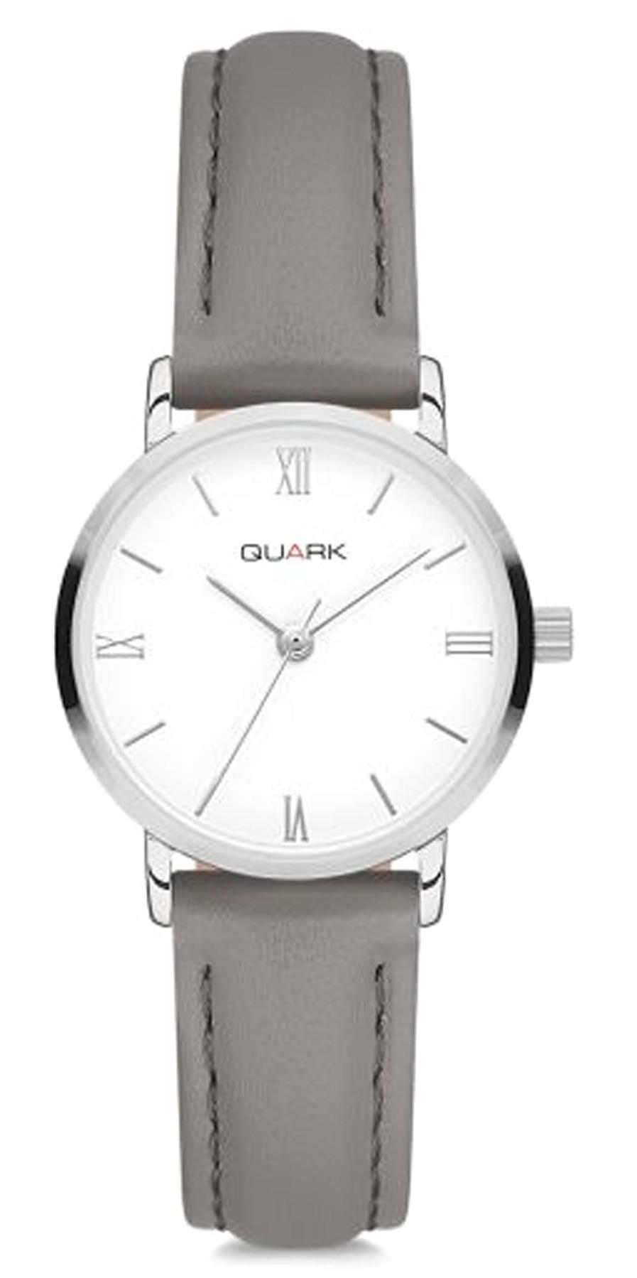 Quark QC-350DL-8A 30 mm Füme Deri Kordon Analog Kadın Kol Saati