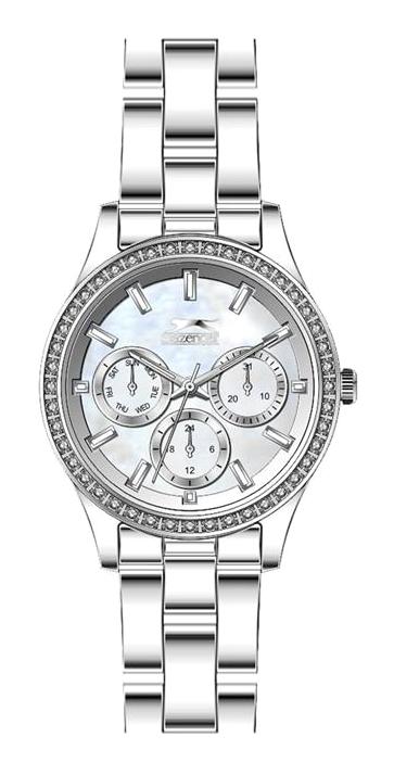 Slazenger SL.09.2069.4.01 Takvimli 34 mm Gri Çelik Kordon Analog Kadın Kol Saati