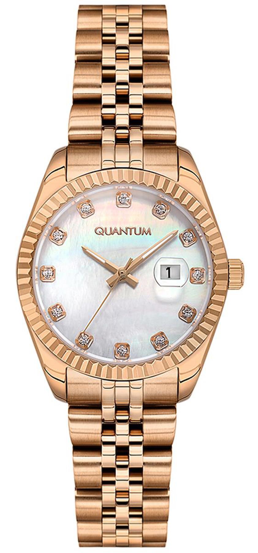 Quantum IML1113.420 Takvimli 35 mm Rose Gold Çelik Kordon Analog Kadın Kol Saati