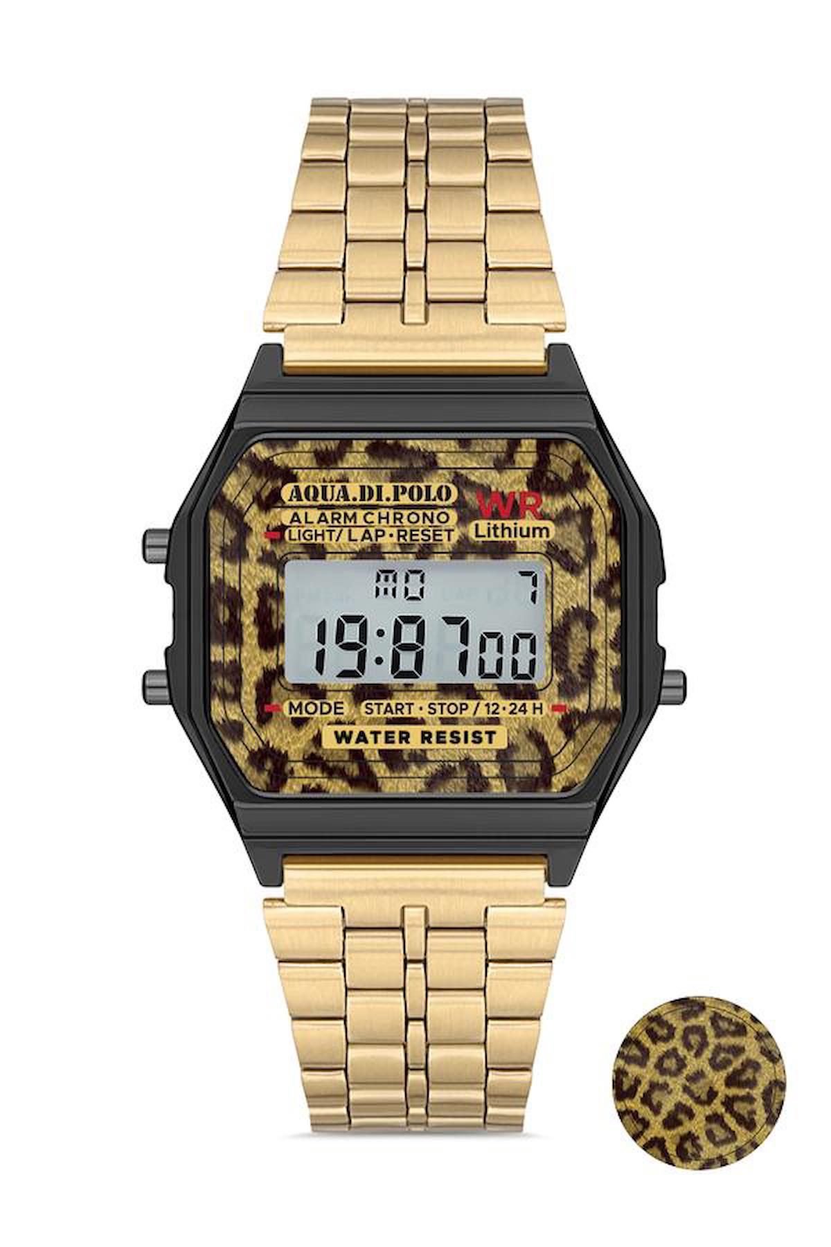 Aqua Di Polo APWA064700 Takvimli 38 mm Altın Metal Kordon Dijital Kadın Kol Saati